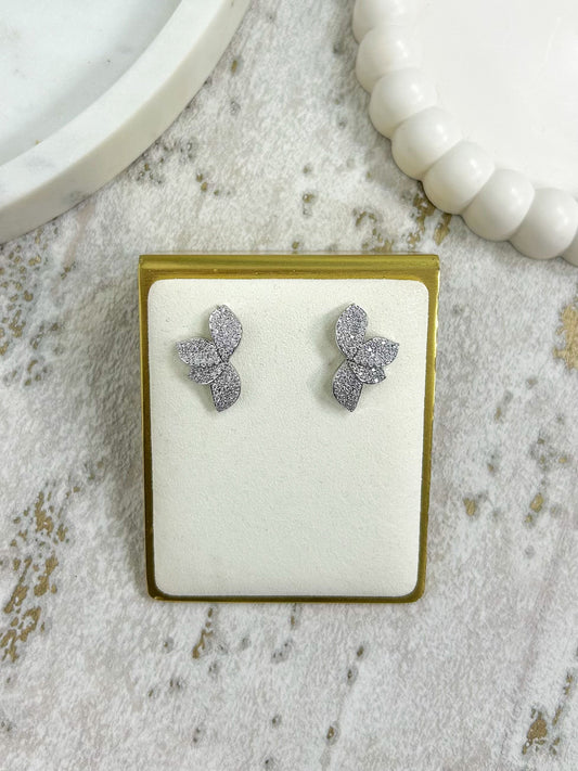 Diamante Half Flower Stud Earrings (2 Colours)