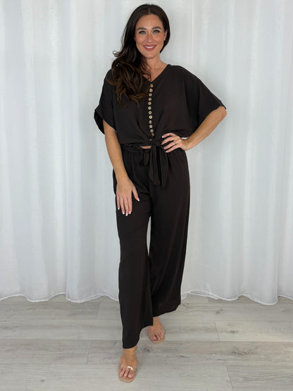 Tie Up Button Down Top And Trouser Co-Ord (5 Colours)