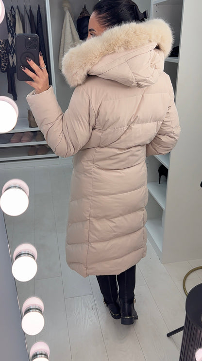 Issie Faux Fur Hooded Longline Padded Coat