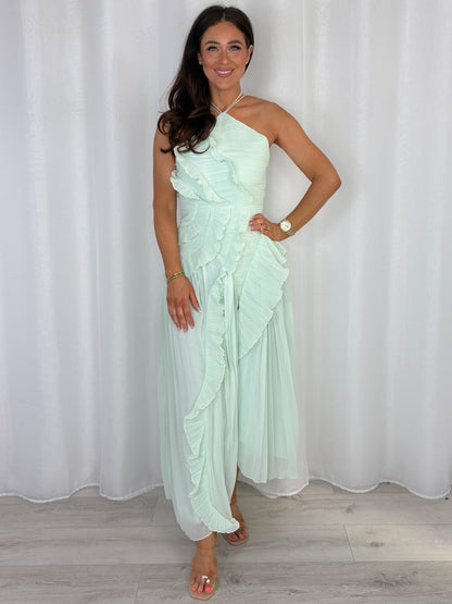 Pleated/Ruffle Detail Side Split Maxi Dress (3 Colours)