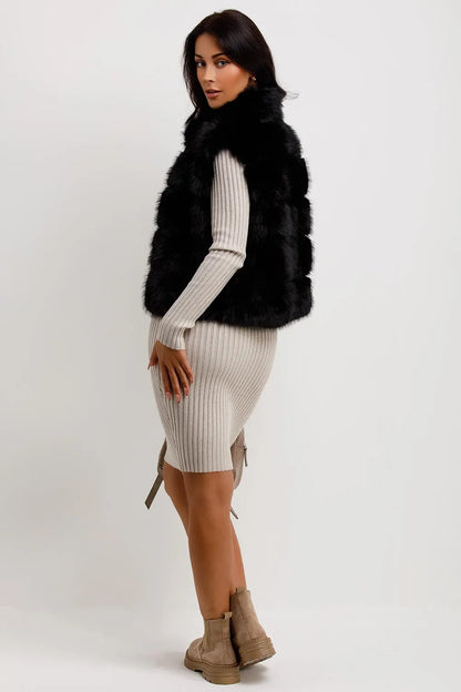 Faux Fur Gilet Black