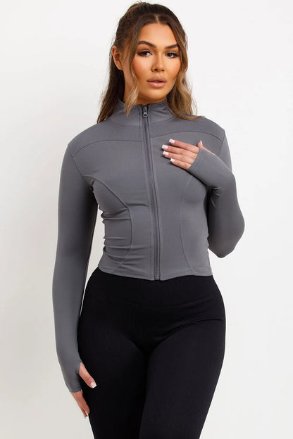 Sports Zip Up Jacket Charcoal