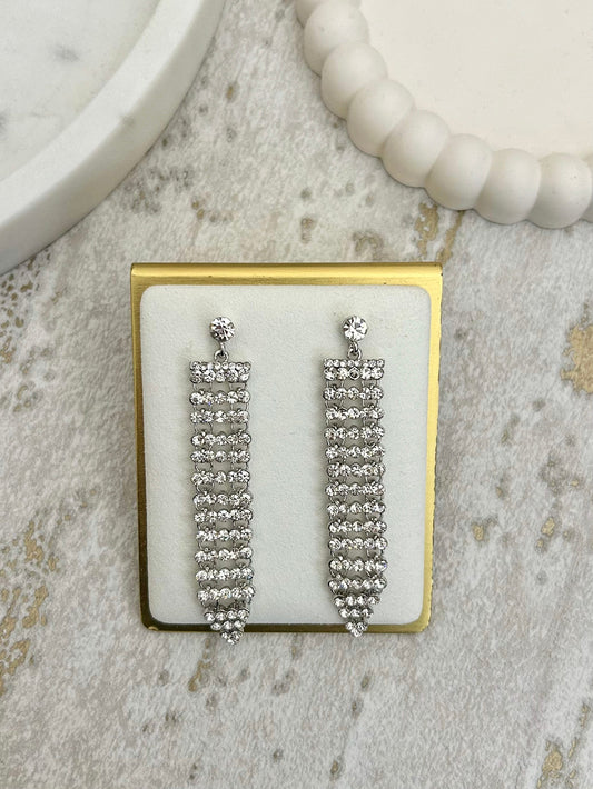 Silver Diamonte Drop Earrings