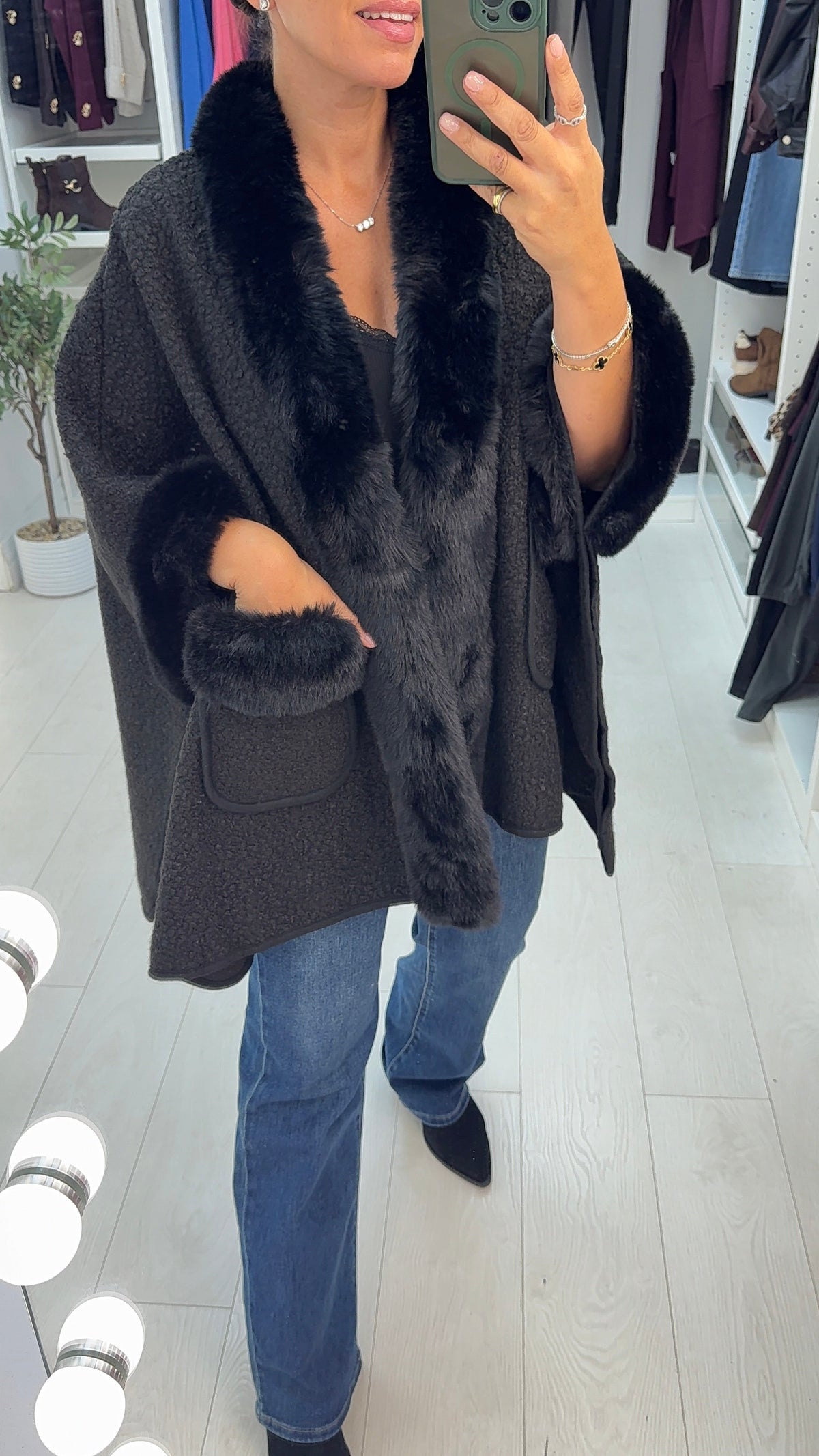 Skyler Faux Fur Trim Wrap