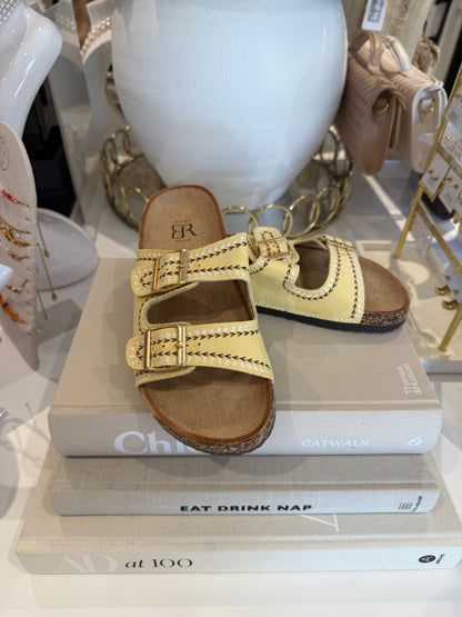 Chunky Cork Sole Double Buckle Stitching Detail Sandal (4 Colours)