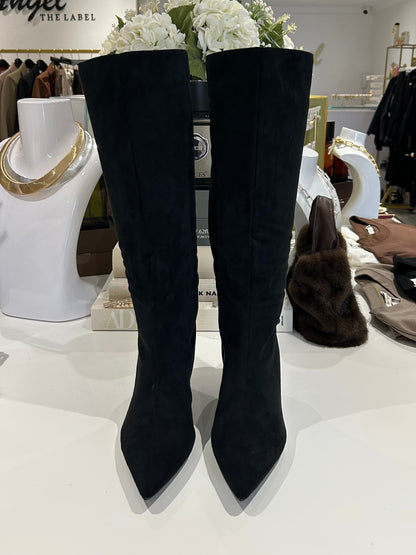 Faux Suede Knee High Stiletto Boots (2 Colours)