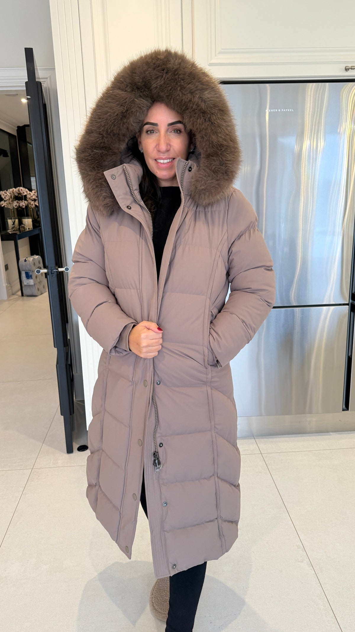 Issie Faux Fur Hooded Longline Padded Coat