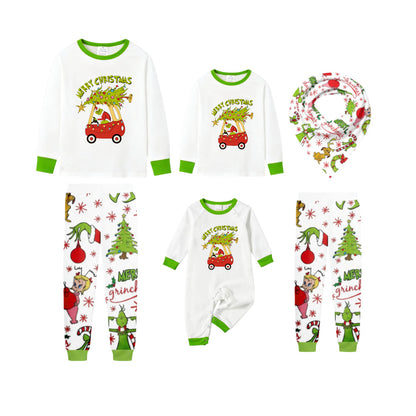 Holiday Family Christmas Pajamas Set With Playful Xmas Character Cartoon Design