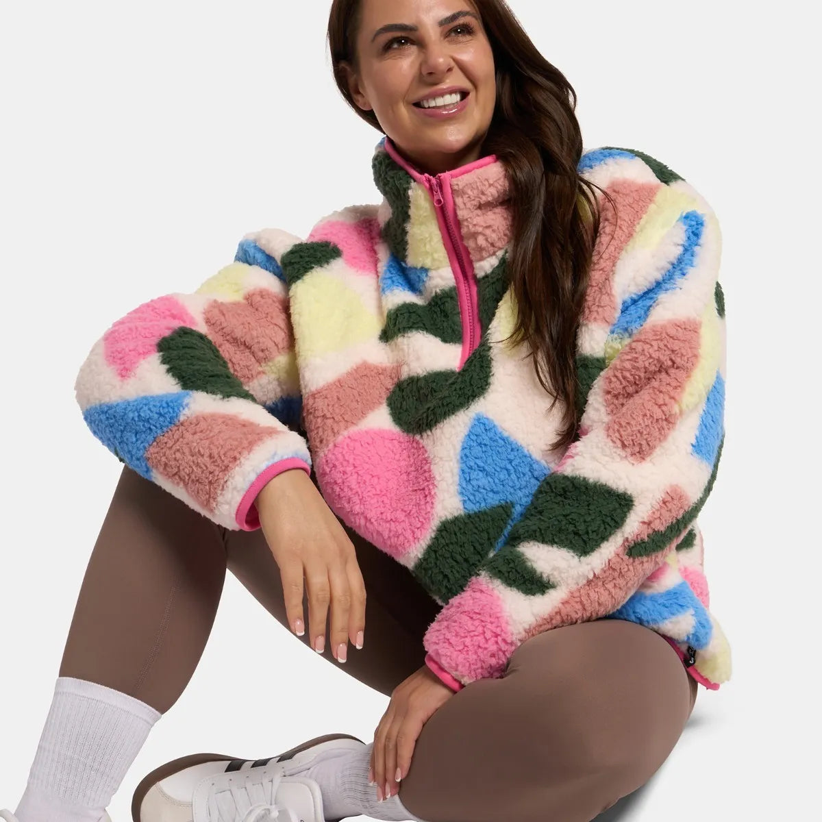 OHS Zip Fleece Soft Warm Cosy Outdoor Teddy Sherpa Long Cuff Sleeve Relaxed Fit Pull Over Hoodie Jacket Coat for Adults Kids