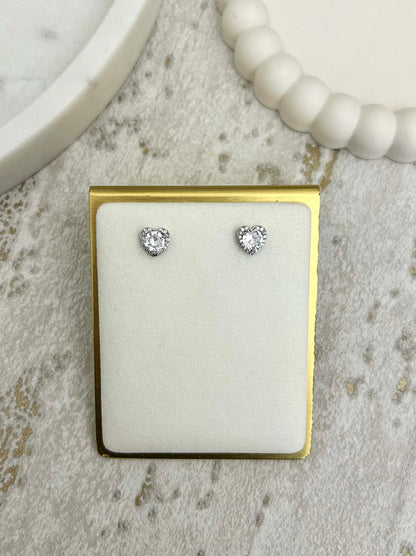 Diamante Heart Stone Studs (2 Colours)