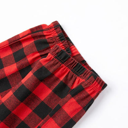Santa Hat and "2025 Family Christmas" Text Print Black & Red Plaid Christmas Matching Pajamas