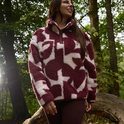 OHS Zip Fleece Soft Warm Cosy Outdoor Teddy Sherpa Long Cuff Sleeve Relaxed Fit Pull Over Hoodie Jacket Coat for Adults Kids