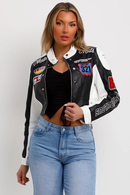 Faux Leather Racer Jacket Black