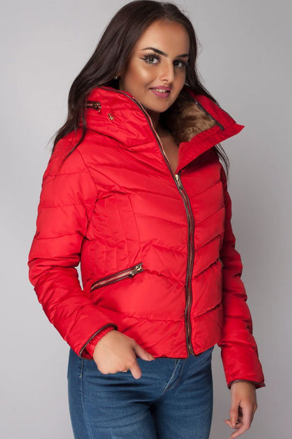 Zara Puffer Padded Faux Fur Collar Jacket Plus Size Winter Coat