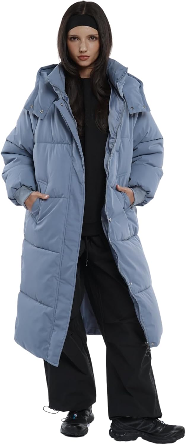 Long Puffer Jacket for Women,2024 Thickened Winter Coat Hooded with Deep Pockets, Ladies Warm Winter Jacket