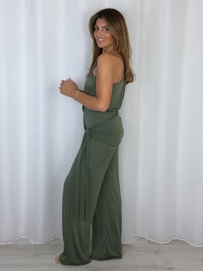 One Shoulder Draped Jumpsuit (8 Colours)