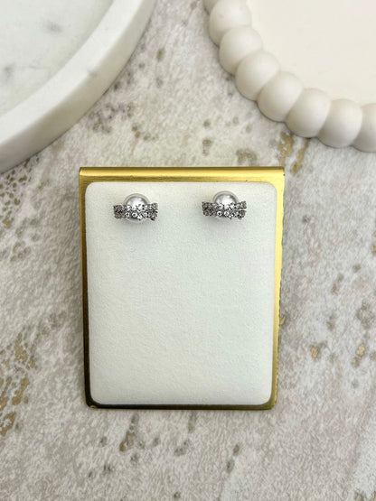 Pearl Diamante Orb Studs (2 Colours)