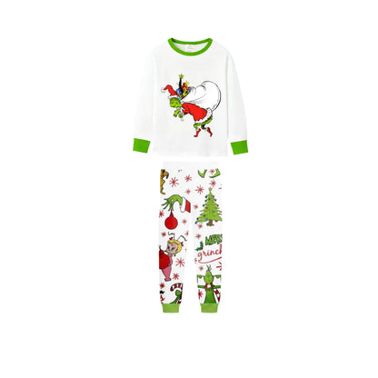 Holiday Family Christmas Pajamas Set With Cartoon Pattern Print