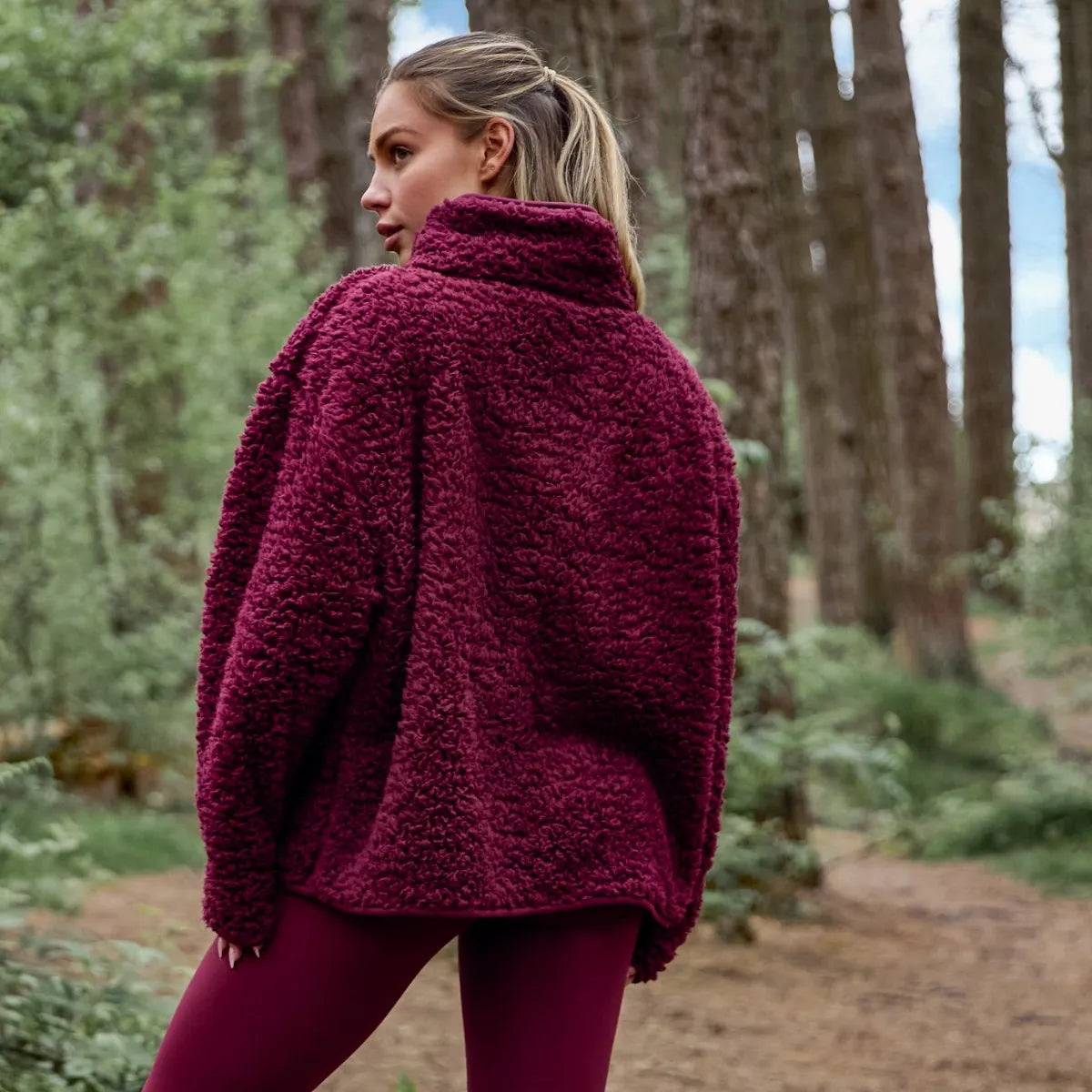 OHS Zip Fleece Soft Warm Cosy Outdoor Teddy Sherpa Long Cuff Sleeve Relaxed Fit Pull Over Hoodie Jacket Coat for Adults Kids