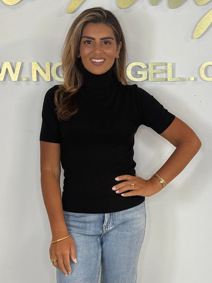 Soft Knit Short Sleeve Roll Neck Top (4 Colours)