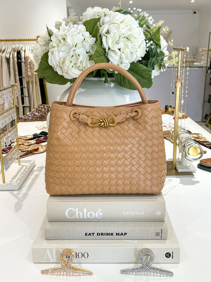 Woven Gold Infinity Detail Designer Style Handbag (11 Colours)