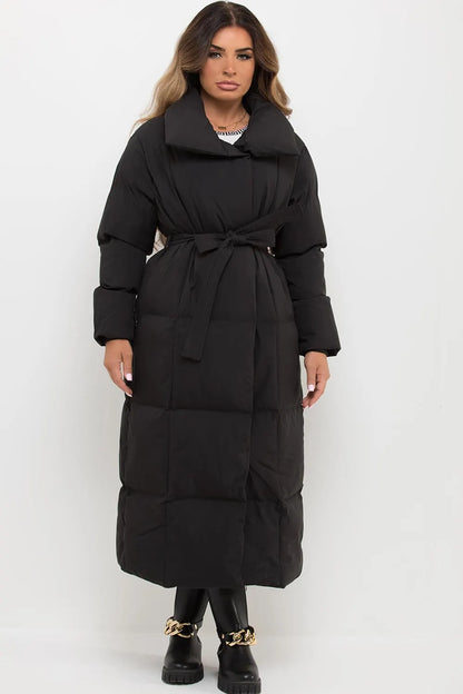 Longline Duvet Puffer Coat Black