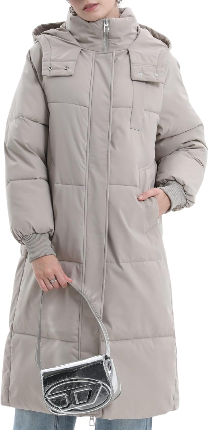Long Puffer Jacket for Women,2024 Thickened Winter Coat Hooded with Deep Pockets, Ladies Warm Winter Jacket