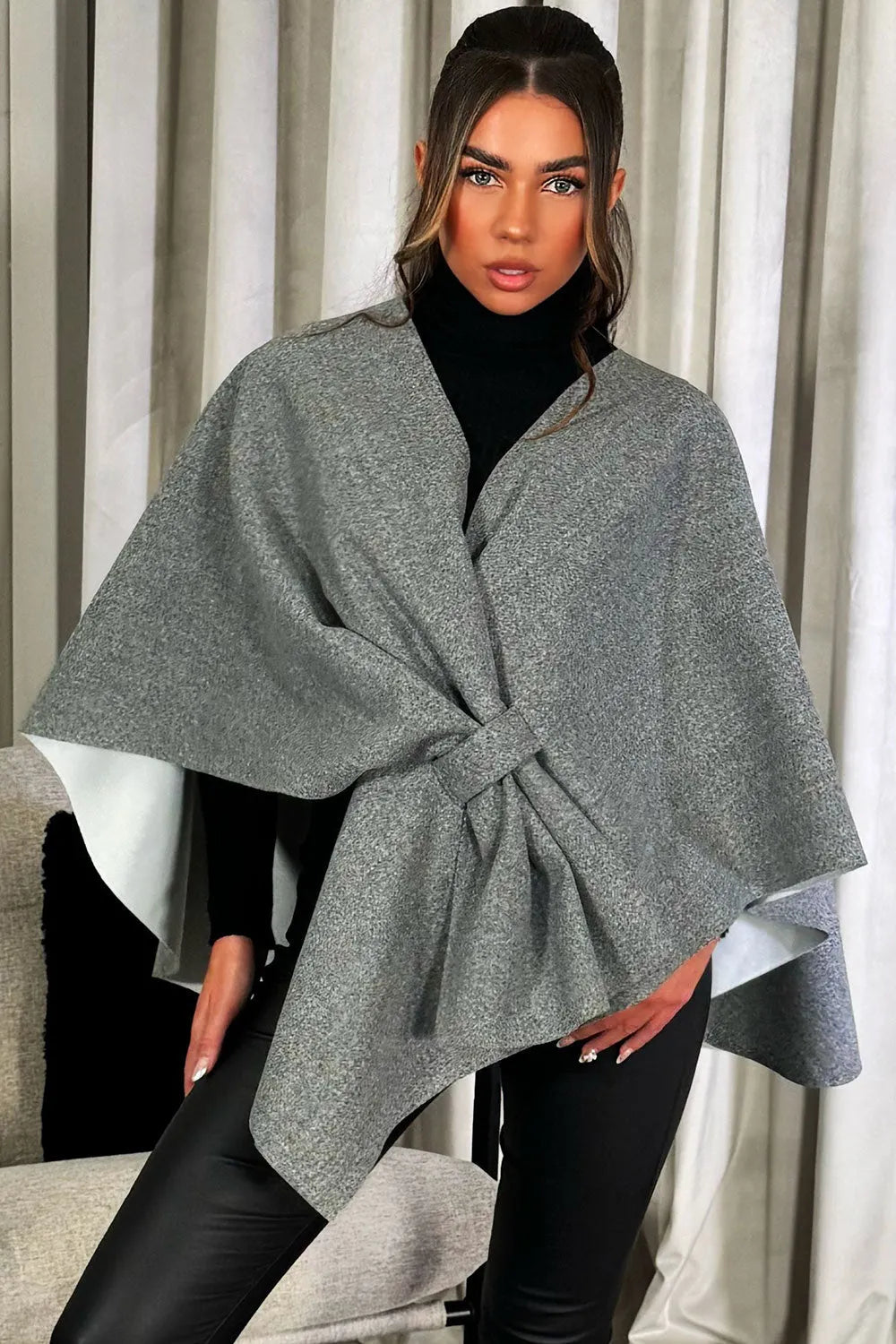 Wrap Over Bow Cape Grey