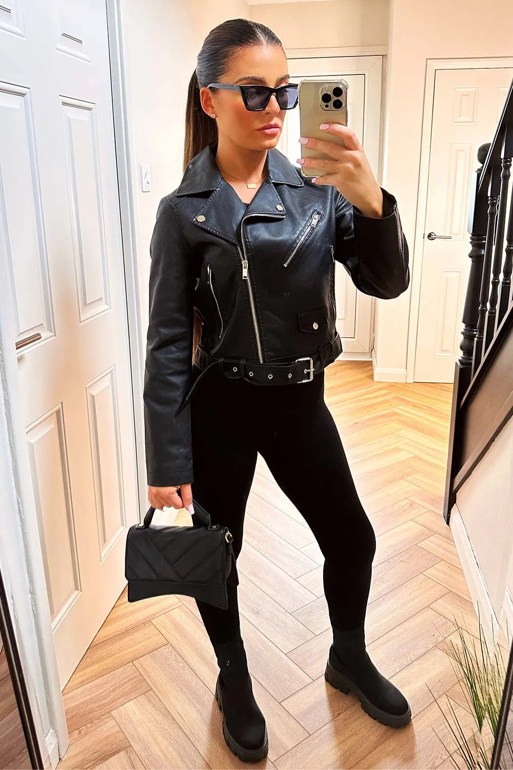 Faux Leather Jacket Black