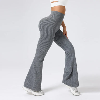 Breathable Flared Trousers Yoga-to-Street Chic Athleisure Fitness Pants Trendy Women's High-Waisted Yoga Gym Wear 4-Way Stretch