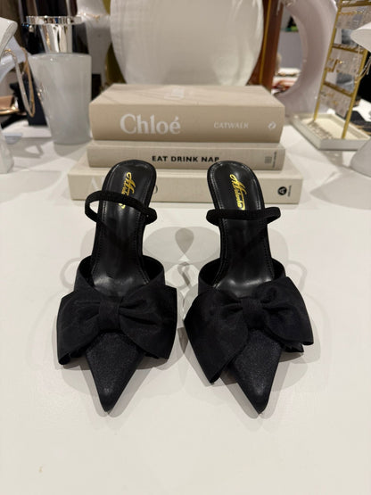 Point Toe Large Bow Sling Back Heel (3 Colours)