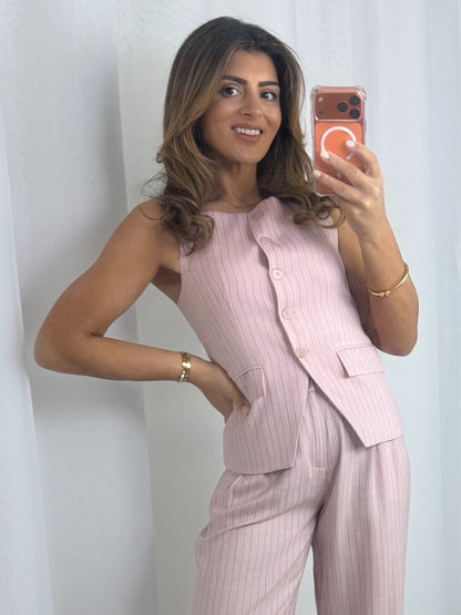 Pinstripe Waistcoat Top & Trouser Co-Ord (2 Colours)