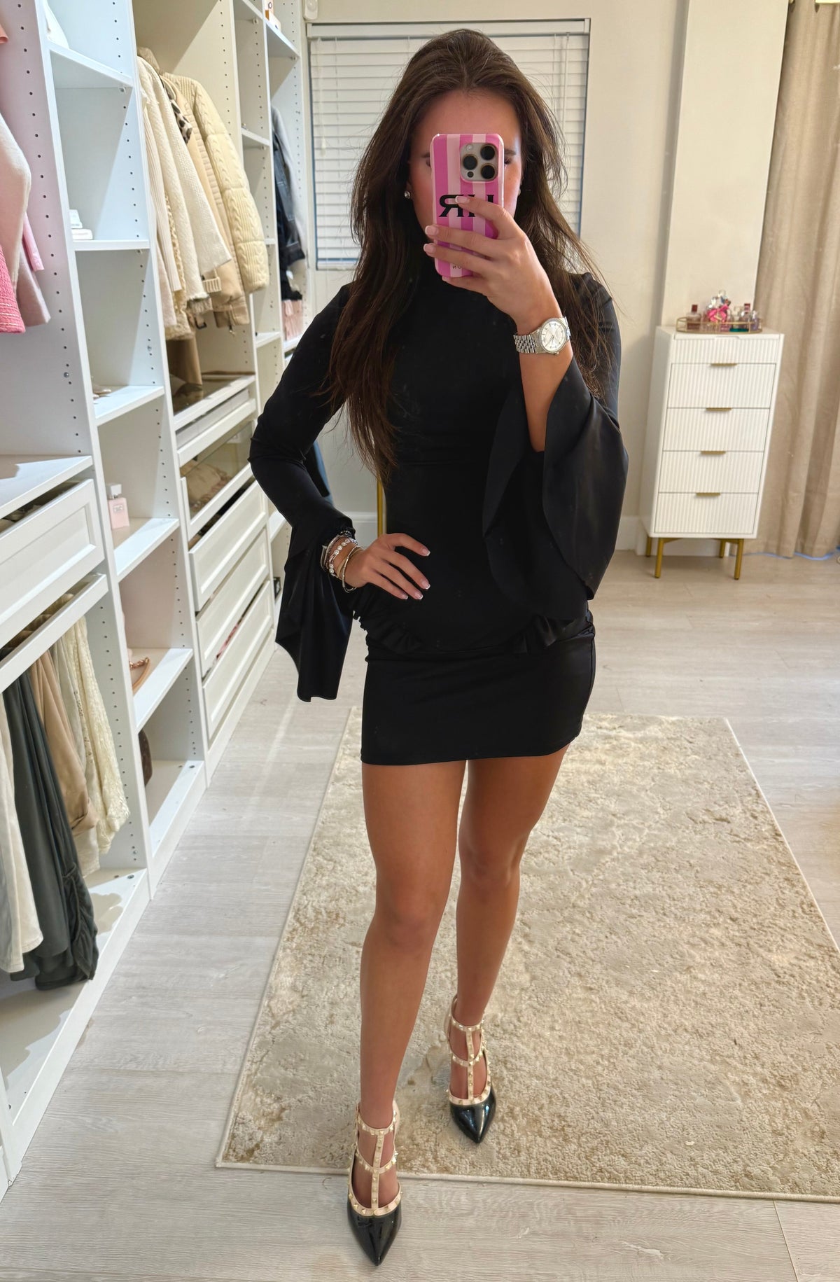 Long Sleeve Frill Mini Dress (2 Colours)