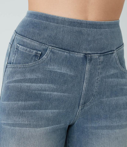 2026🔥FlexTM High Waisted Multiple Pockets Washed Stretchy Knit Casual Bootcut Jeans