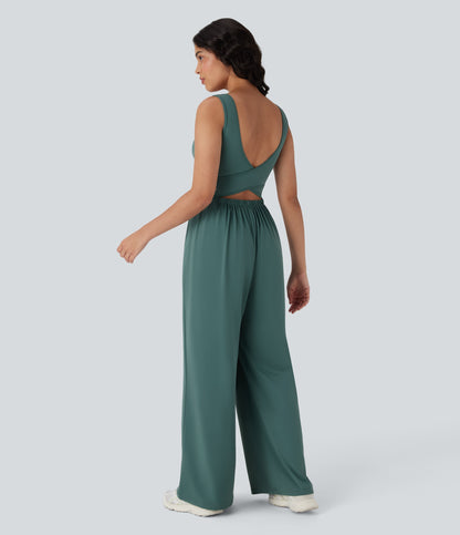 SoftlyZeroTM Airy Wide Leg Cool Touch Yoga Jumpsuit with Pockets-Easy Peezy
