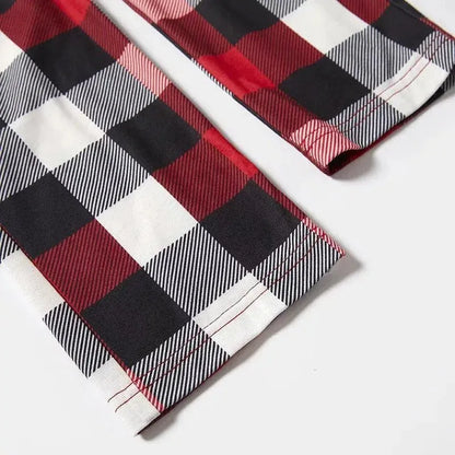 Christmas Family Matching Pajamas-Red and Gray Plaid Pjs set with "Family Christmas 2025 Making Memories Together" Colorful Print