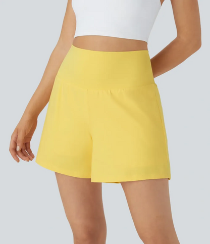 2026🔥UK Super High Waisted Back Pocket & Side Hidden Pocket 2-in-1 Yoga Shorts