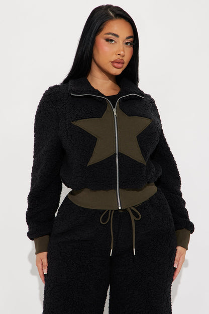 Eternal Star Sherpa Pant Set - Black