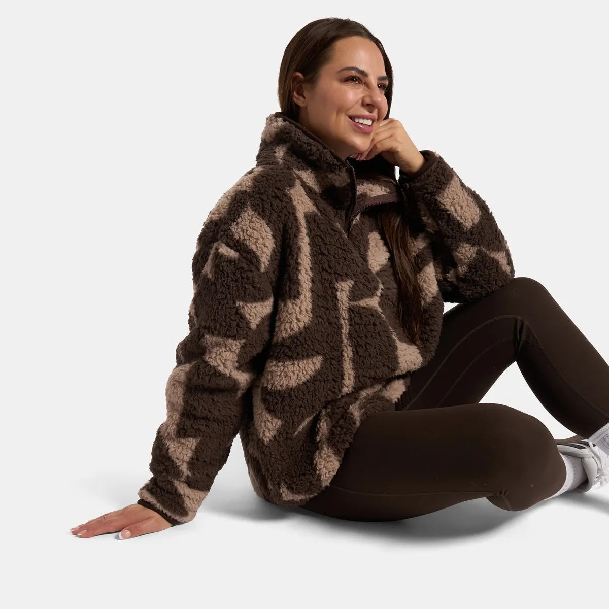 OHS Zip Fleece Soft Warm Cosy Outdoor Teddy Sherpa Long Cuff Sleeve Relaxed Fit Pull Over Hoodie Jacket Coat for Adults Kids
