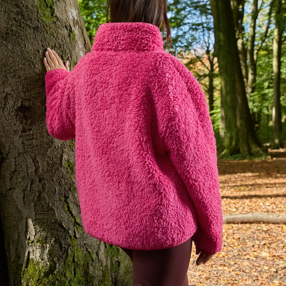OHS Zip Fleece Soft Warm Cosy Outdoor Teddy Sherpa Long Cuff Sleeve Relaxed Fit Pull Over Hoodie Jacket Coat for Adults Kids
