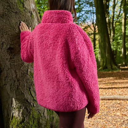 OHS Zip Fleece Soft Warm Cosy Outdoor Teddy Sherpa Long Cuff Sleeve Relaxed Fit Pull Over Hoodie Jacket Coat for Adults Kids