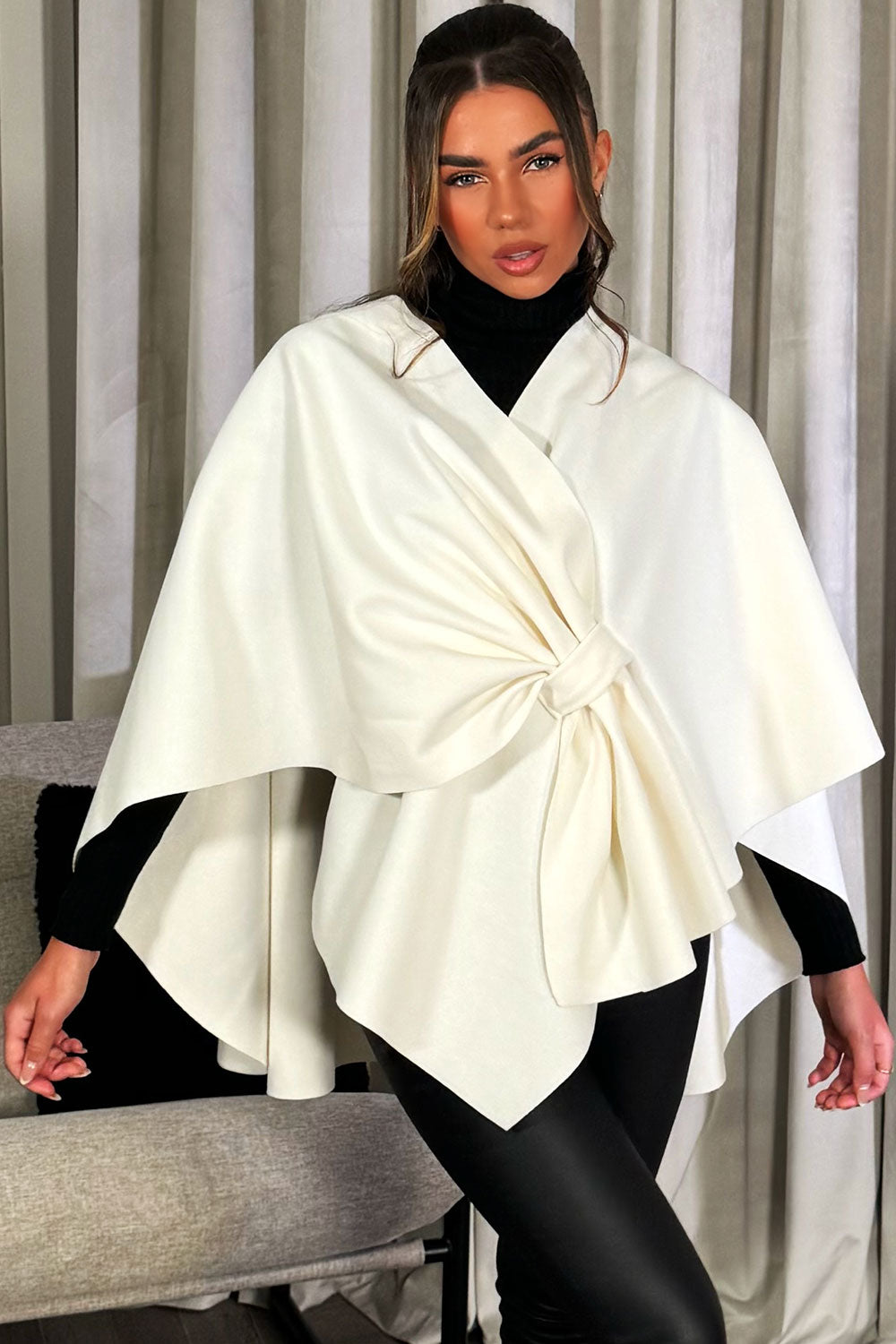 Wrap Over Bow Cape Cream