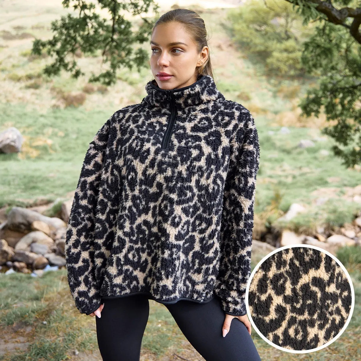 OHS Zip Fleece Soft Warm Cosy Outdoor Teddy Sherpa Long Cuff Sleeve Relaxed Fit Pull Over Hoodie Jacket Coat for Adults Kids