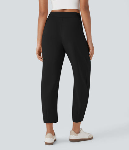High Waisted Barrel Leg Casual Pants with Pockets