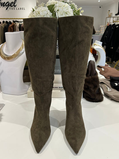 Faux Suede Knee High Stiletto Boots (2 Colours)