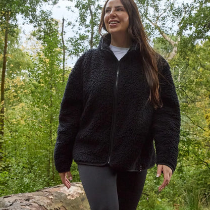OHS Zip Fleece Soft Warm Cosy Outdoor Teddy Sherpa Long Cuff Sleeve Relaxed Fit Pull Over Hoodie Jacket Coat for Adults Kids