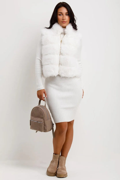 Faux Fur Gilet White