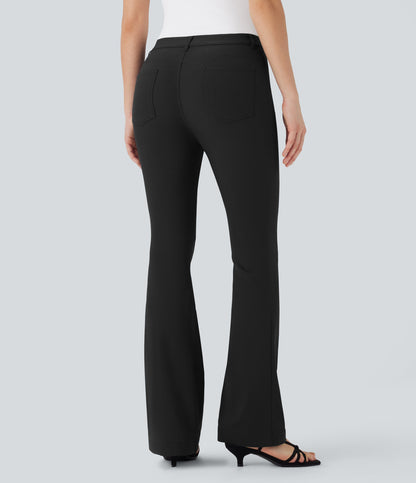 Mid Rise Denim Like Work Pants with Pockets