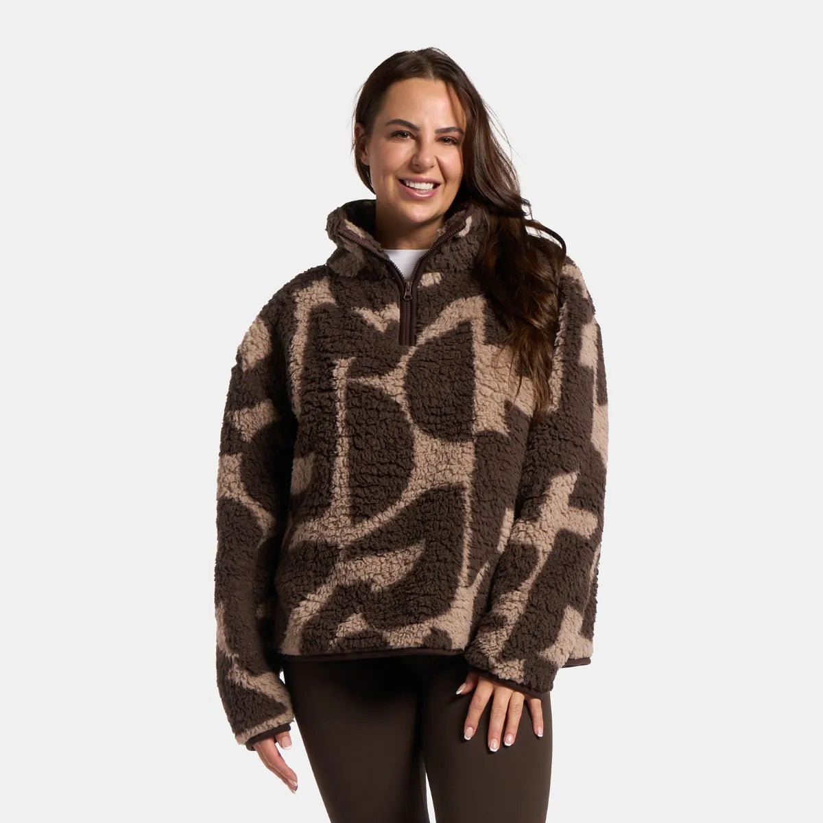 OHS Zip Fleece Soft Warm Cosy Outdoor Teddy Sherpa Long Cuff Sleeve Relaxed Fit Pull Over Hoodie Jacket Coat for Adults Kids