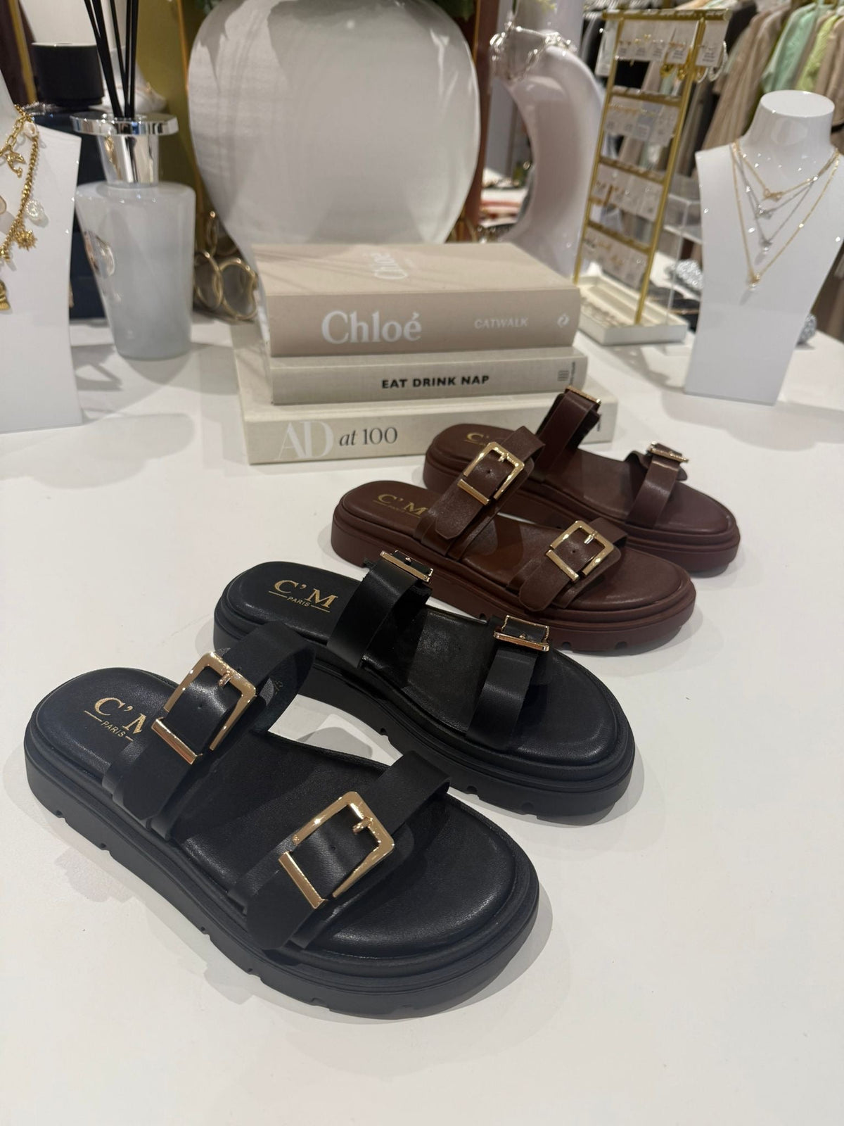 Chunky Sole Double Buckle Sandal (2 Colours)